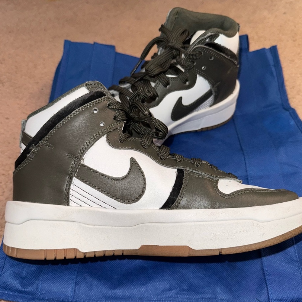 Nike Women's Sneakers - Olive Green and White